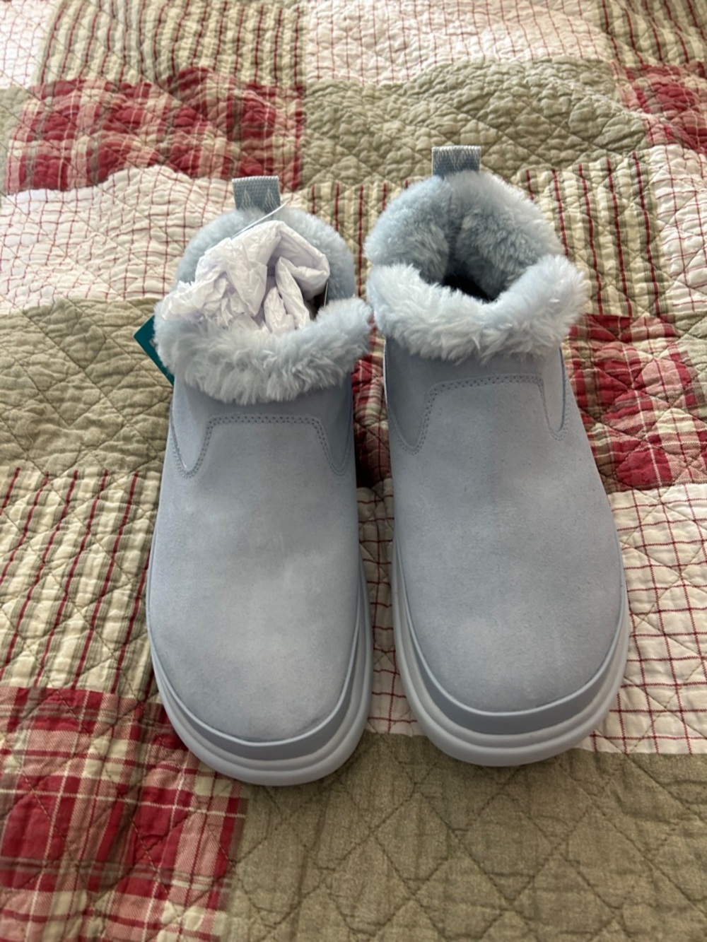 Reef Women’s Dusty Blue Suede Fleece-Lined Slip-On Boots